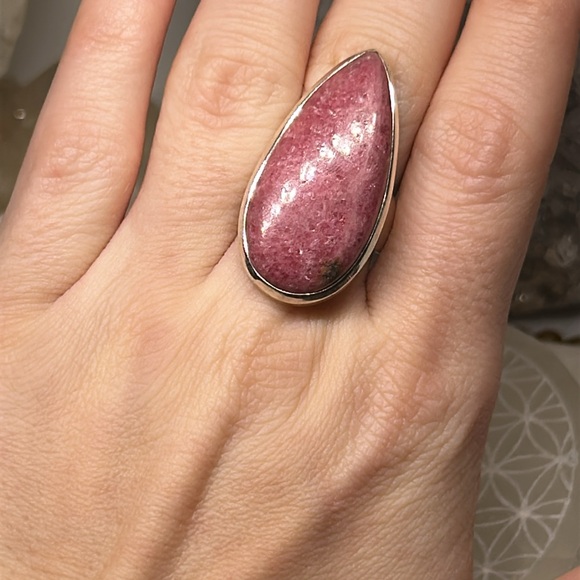 Teardrop Rhodonite 925 ring - Picture 3 of 6
